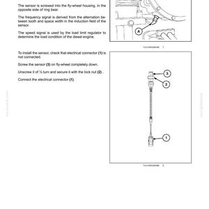 May include: Diagram of an engine speed/RPM sensor with numbered components and installation instructions. The image includes a detailed view of the sensor and its connection points, with labels for easy identification.