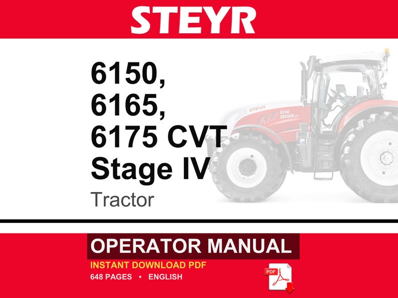 Steyr 6150, 6165, 6175 CVT Stage IV Tractor Operator Owners Operation Manual | Instant PDF Download image 1