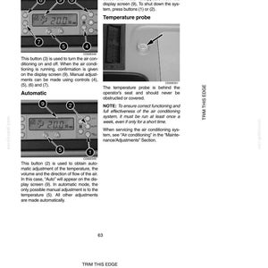 May include: A page from a manual detailing controls, instruments, and accessories. It features diagrams of a control panel with buttons and a temperature probe. Text includes instructions for manual and automatic settings, with a temperature display.