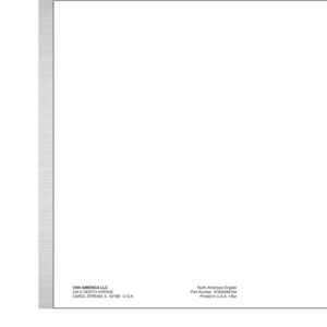 Puede incluir: Una p&aacute;gina de documento blanca con texto negro. En la parte inferior izquierda, CNH AMERICA LLC, 245 E NORTH AVENUE, CAROL STREAM, IL 60188 U.S.A. En la parte inferior derecha, North American English, Part Number 87630288 NA, Printed in U.S.A. Bur.