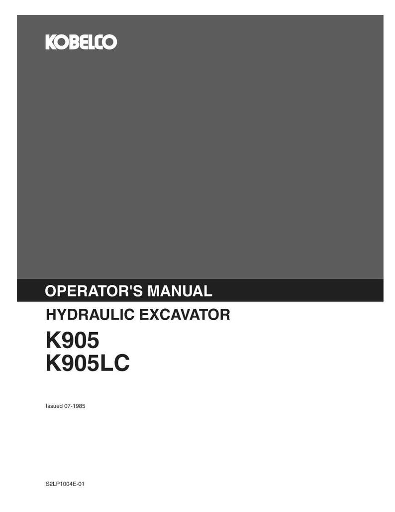 Kobelco K905, K905LC Hydraulic Excavator Operator Owners Operation Manual | Instant PDF Download imagen 10
