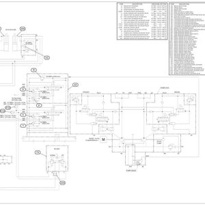 May include: A detailed hydraulic schematic diagram for a CX130D excavator, rendered in black and white. The diagram includes various components, lines, and labels, with a legend and a list of descriptions and pressure settings.