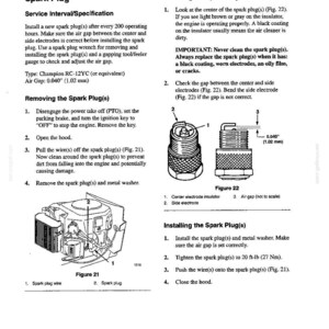 Pode incluir: Uma p&aacute;gina de manual t&eacute;cnico intitulada Maintenance Spark Plug, com diagramas de uma vela de igni&ccedil;&atilde;o e componentes do motor. Inclui instru&ccedil;&otilde;es para verificar, remover e instalar velas, com um texto especificando uma folga de 1,02 mm.