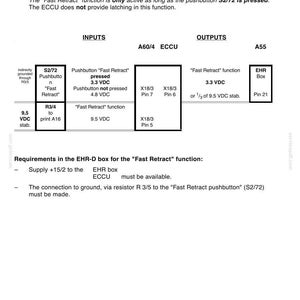 Pode incluir: Diagrama da fun&ccedil;&atilde;o EHR Activation "Fast Retract", incluindo entradas, sa&iacute;das e detalhes da ECCU. Inclui especifica&ccedil;&otilde;es de voltagem e n&uacute;meros de pinos. Edi&ccedil;&atilde;o 05/99.