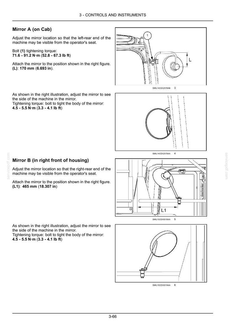 K&ouml;nnte beinhalten: Diagramm der Fahrzeugbedienelemente und -instrumente, mit zwei Spiegeln. Spiegel A hat eine L&auml;nge von 170 mm, und Spiegel B hat eine L&auml;nge von 465 mm. Das Bild enth&auml;lt Anzugsdrehmomentangaben.