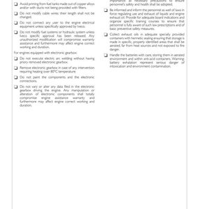 Pu&ograve; includere: Una pagina di documento tecnico intitolata Appendice 40 contenente istruzioni di sicurezza per motori Iveco. Il testo elenca linee guida puntate riguardanti la manutenzione del motore, i sistemi di alimentazione e la protezione ambientale.