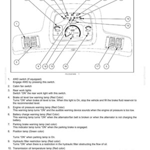 May include: Diagram of an instrument cluster with various warning lights and switches. Includes indicators for brake oil, engine oil, battery charge, and high beam. Features a speedometer and gauges.