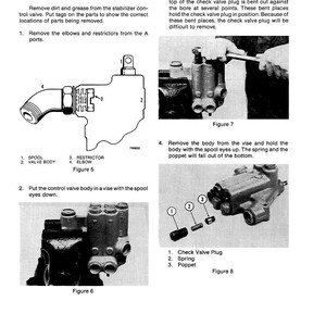 May include: Diagram of the disassembly and assembly of a stabilizer control valve. The image includes illustrations of the valve components, labeled with numbers and names, and instructions for removing and reassembling the parts.