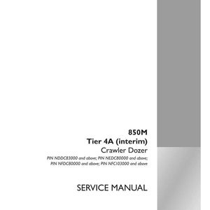 May include: A white service manual for an 850M Tier 4A (interim) Crawler Dozer. The cover includes the text "SERVICE MANUAL" and the Case Construction logo. The part number is 51418566, 2nd edition English, November 2017.