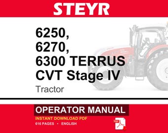 Steyr 6250, 6270, 6300 Terrus CVT Stage IV Tractor Operator Owners Operation Manual | Instant PDF Download