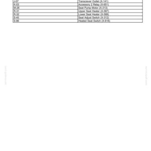 May include: A technical document titled Wire harnesses - Electrical schematic frame 59 - Accessory (2) containing a table that lists component identifiers and descriptions for electrical parts like seat heaters, relays, and switches.