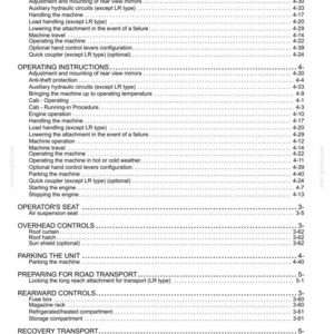 May include: A detailed table of contents from a manual, listing sections like "Maintenance Chart," "Moving the Unit," and "Operating Instructions." The text is black on a white background, with page numbers.