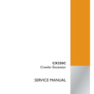 May include: A white service manual with orange accents. The text reads "CX250C Crawler Excavator SERVICE MANUAL." The Case Construction logo is in the bottom right corner. Part number 47780401 is visible.