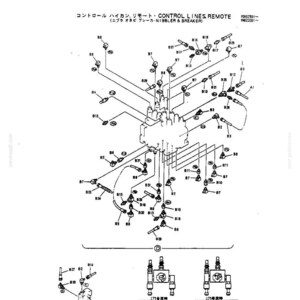 May include: A technical diagram titled CONTROL LINES REMOTE (NIBBLER & BREAKER) showing a central hydraulic block with numerous numbered components, connecting lines, and two smaller schematic views labeled CONFLUENCE OF NIBBLER and SINGLE FLOW OF NIBBLER USE BREAKER.