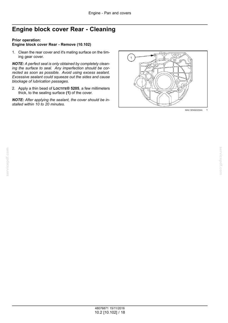 Peut inclure: Diagram du processus de nettoyage de l'arri&egrave;re du couvercle du bloc moteur. L'image comprend une illustration d&eacute;taill&eacute;e du couvercle, ainsi que des instructions sur le nettoyage et l'application du produit d'&eacute;tanch&eacute;it&eacute;. Le texte comprend des notes sur l'obtention d'une &eacute;tanch&eacute;it&eacute; parfaite.