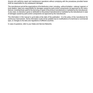 May include: A white document with the title "Advice - Important notice regarding equipment servicing". The text details instructions for repair and maintenance, emphasizing qualified personnel and special tools. Includes a notice about damages.