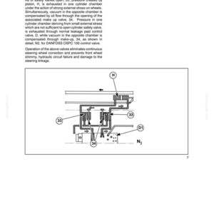 May include: Diagram of a steering system with labels and arrows. The text at the top reads "SECTION 41 - STEERING SYSTEMS - CHAPTER 1". The diagram includes components labeled 33, 34, D1, H, and N2, with arrows indicating fluid flow.