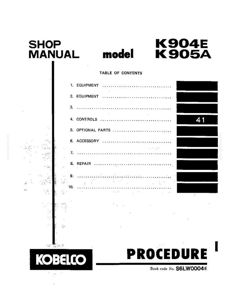 Kobelco K904E, K905A Hydraulic Excavator Service Repair Workshop Manual | Instant PDF Download image 11