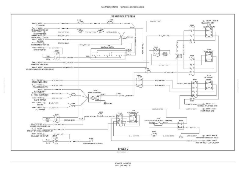 May include: A detailed schematic diagram of a vehicle's starting system, featuring various electrical components and wiring connections. The diagram includes labels for relays, switches, and other parts, with lines indicating the flow of electricity. The text "STARTING SYSTEM" is at the top.