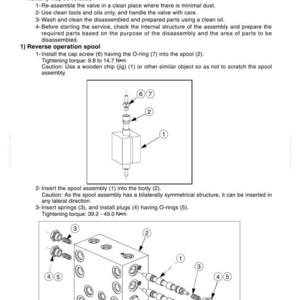 Peut inclure: Sch&eacute;ma d'un assemblage de vanne avec des composants num&eacute;rot&eacute;s, notamment des vis, des joints toriques et une bobine. Les instructions d&eacute;taillent les &eacute;tapes de remontage, les couples de serrage et les pr&eacute;cautions d'entretien.