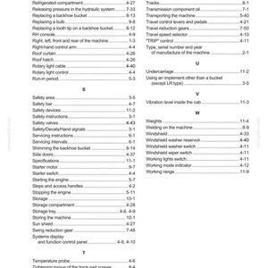 Pu&ograve; includere: Una pagina di un manuale intitolata "Sezione 12 - Indice alfabetico". Il testo &egrave; nero su sfondo bianco, che elenca vari componenti e i relativi numeri di pagina, come "Starter motor" e "Windshield wiper switch".
