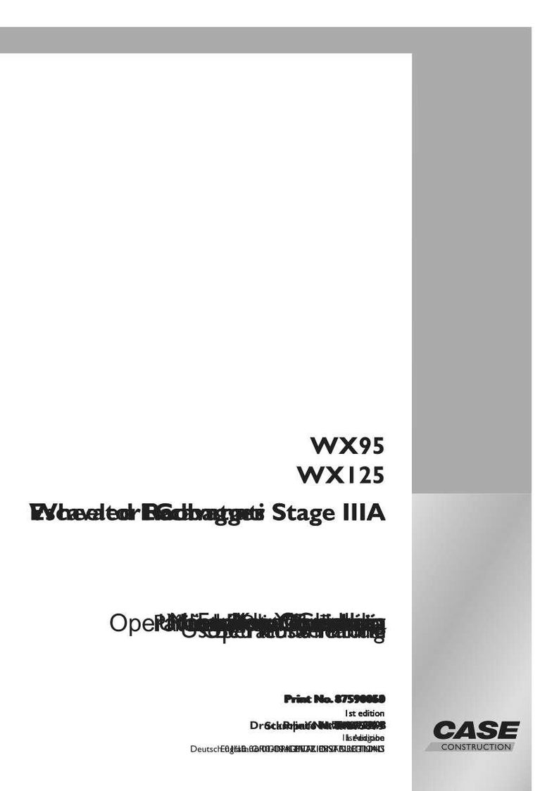 May include: A white document with black text, featuring the text "WX95 WX125 Wheeled Badbanggatis Stage IIIA". The document also includes the "CASE CONSTRUCTION" logo and print information.