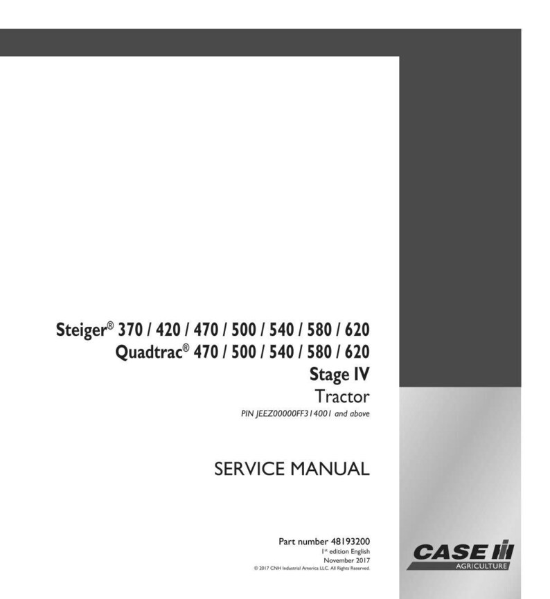 May include: A white service manual for Steiger and Quadtrac tractors, Stage IV models. The manual includes model numbers 370-620 and is published by Case IH Agriculture. The cover features the text "SERVICE MANUAL".