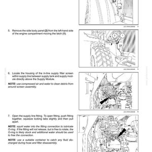 May include: Diagram illustrating steps for maintaining an electrical system. The images show various components with arrows and labels. Text instructions are included, with the title "Electrical systems - Selective Catalytic Reduction (SCR) electrical system."