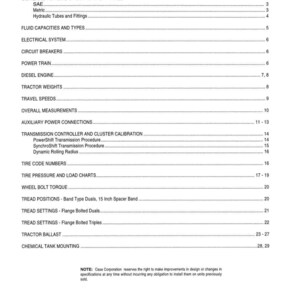 Peut inclure: Une page blanche avec le titre "TABLE DES MATI&Egrave;RES" et une liste de sujets, notamment "TABLEAU G&Eacute;N&Eacute;RAL DES SP&Eacute;CIFICATIONS DE COUPLE", "CAPACIT&Eacute;S ET TYPES DE FLUIDES" et "SYST&Egrave;ME &Eacute;LECTRIQUE". Le document est dat&eacute; de novembre 1995.
