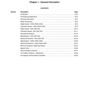 Pu&ograve; includere: Un documento bianco con testo nero che descrive informazioni generali, tra cui precauzioni di sicurezza, specifiche e dimensioni. Il documento &egrave; intitolato "SECTION 00 - GENERAL INFORMATION" e include un sommario.