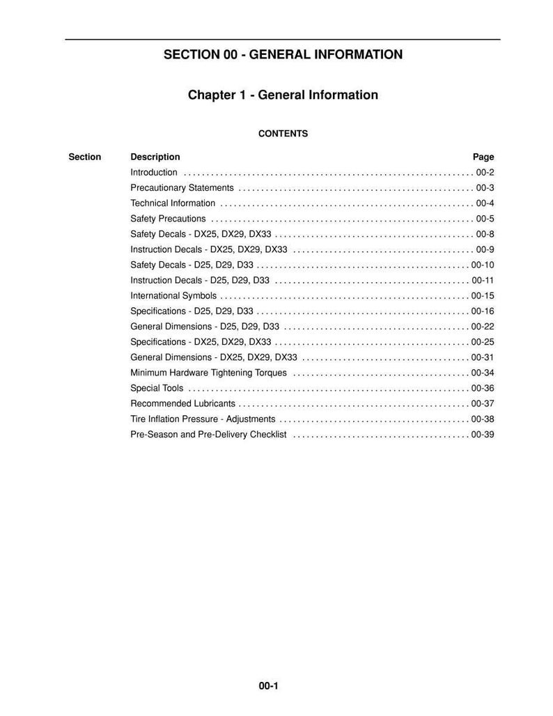 Pu&ograve; includere: Un documento bianco con testo nero che descrive informazioni generali, tra cui precauzioni di sicurezza, specifiche e dimensioni. Il documento &egrave; intitolato "SECTION 00 - GENERAL INFORMATION" e include un sommario.