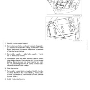 May include: Diagram of car battery maintenance instructions. The image shows a step-by-step guide with illustrations and text, including connecting cables and starting the engine. The text includes the title "7 - MAINTENANCE".
