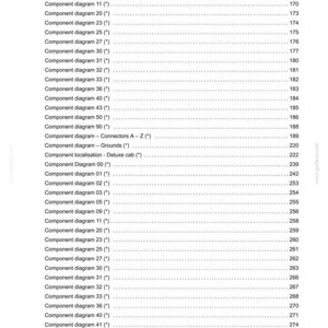 May include: A page from a technical manual with a list of component diagrams and page numbers. The text includes diagram numbers, such as "Component diagram 02 (*)" and "Component diagram 03 (*)". The document also contains a date and model information.