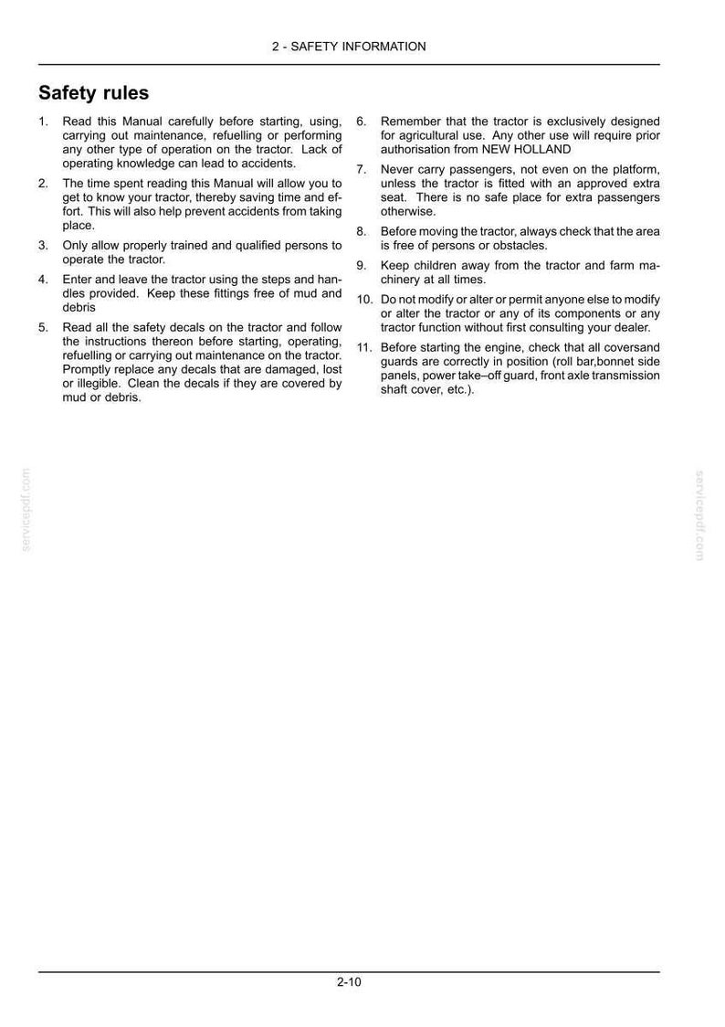 Manual do Operador/Proprietário do Trator New Holland T3.60f, T3.70f, T3.80F | Download imediato em PDF imagem 4