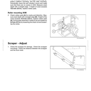 May include: Diagram from a maintenance manual showing the Anti Vibration Mount (AVM) check and Roller mounting AVM. The image includes diagrams with labels A and B, and measurements in inches.