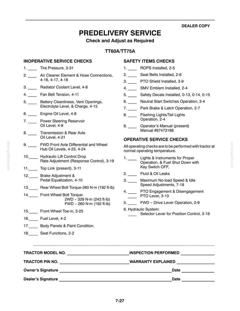 New Holland TT60A, TT75A Tractor Operator Owners Operation Manual | Instant PDF Download image 11