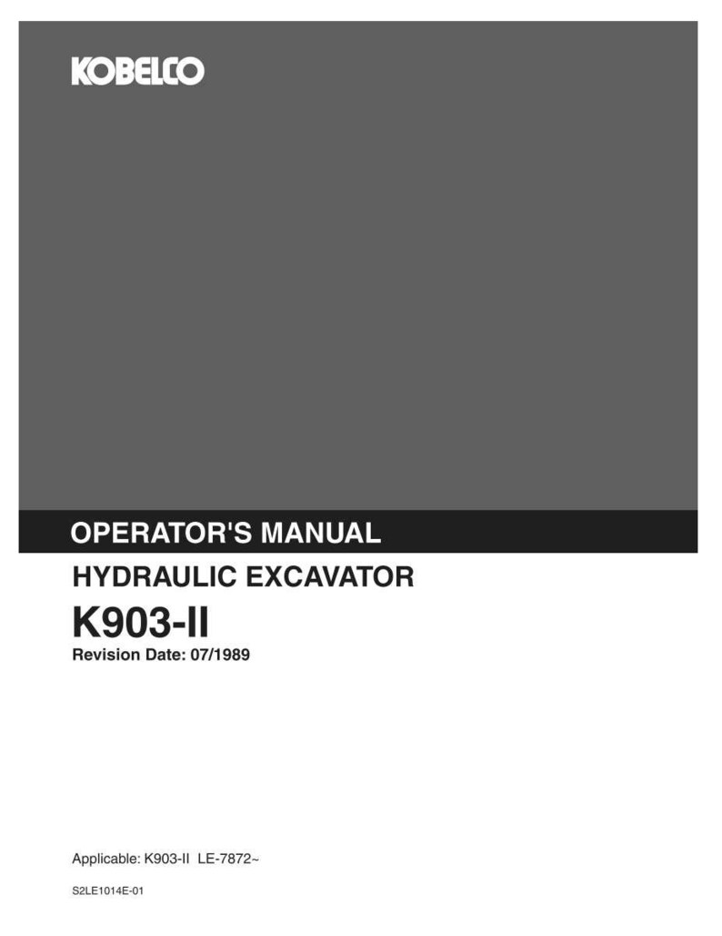 Kobelco K903-II Hydraulic Excavator Operator Owners Operation Manual | Instant PDF Download image 2