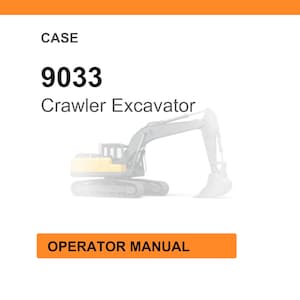 May include: An illustration of a crawler excavator, model 9033, with the word "CASE" above and "Crawler Excavator" below. The image also includes an orange rectangle with the words "OPERATOR MANUAL".