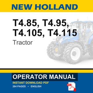 New Holland T4.85, T4.95, T4.105, T4.115 Tractor Operator Owners Operation Manual | Instant Pdf Download image 1
