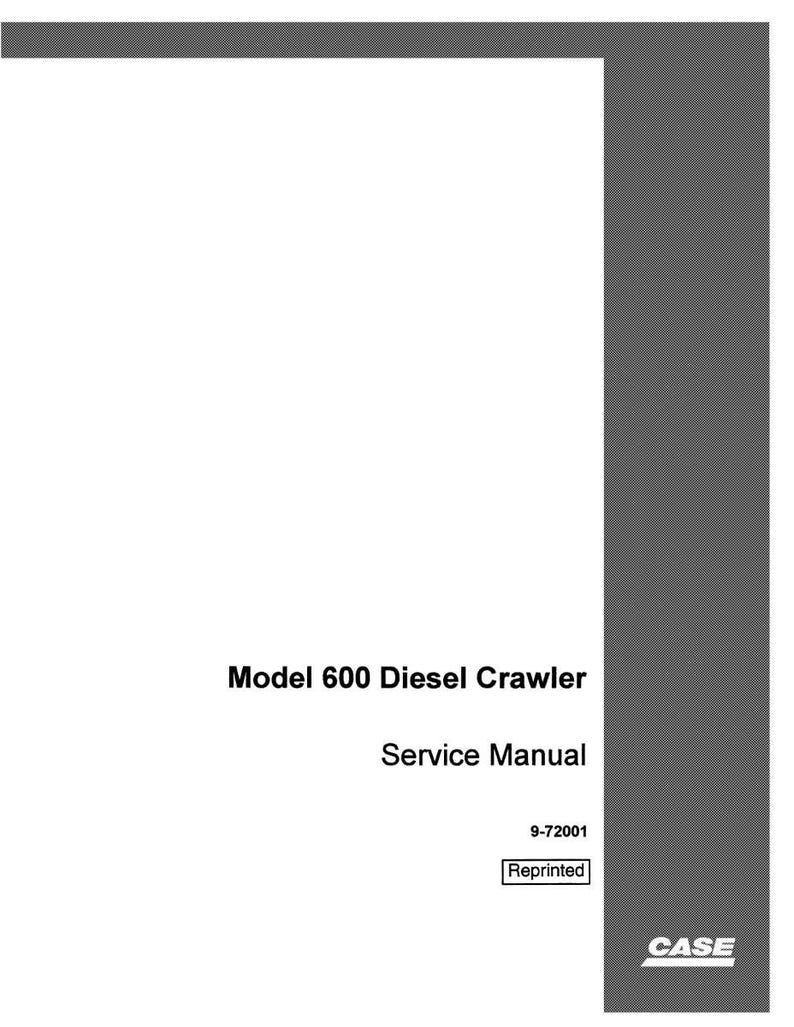 May include: A service manual for the Model 600 Diesel Crawler. The cover is white with the title in black text. The Case logo is in the bottom right corner. The text "Reprinted" is in a small box.