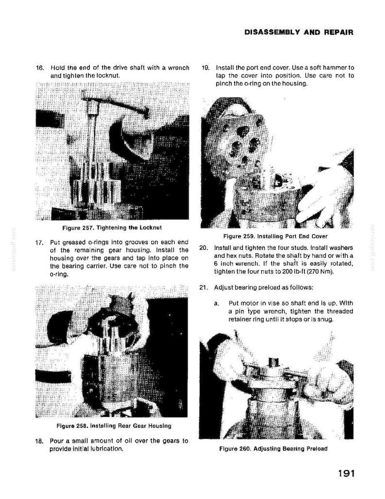Puede incluir: Un diagrama t&eacute;cnico en blanco y negro de un manual de reparaci&oacute;n, que detalla el desmontaje y la reparaci&oacute;n de componentes mec&aacute;nicos. La imagen incluye instrucciones de texto e ilustraciones de herramientas y piezas.