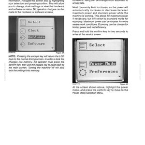 May include: An instruction manual page showing screenshots of a screen with options including "Select," "Clock," "Hardware," and "Software." The page is titled "Chapter 3 - Instruments and Controls."
