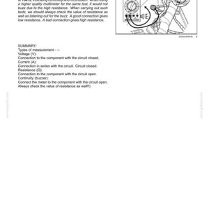 May include: Diagram of electrical system components with a multimeter. The image includes text explaining how to use a multimeter to measure voltage, current, resistance, and continuity. The text also provides notes on interpreting readings.