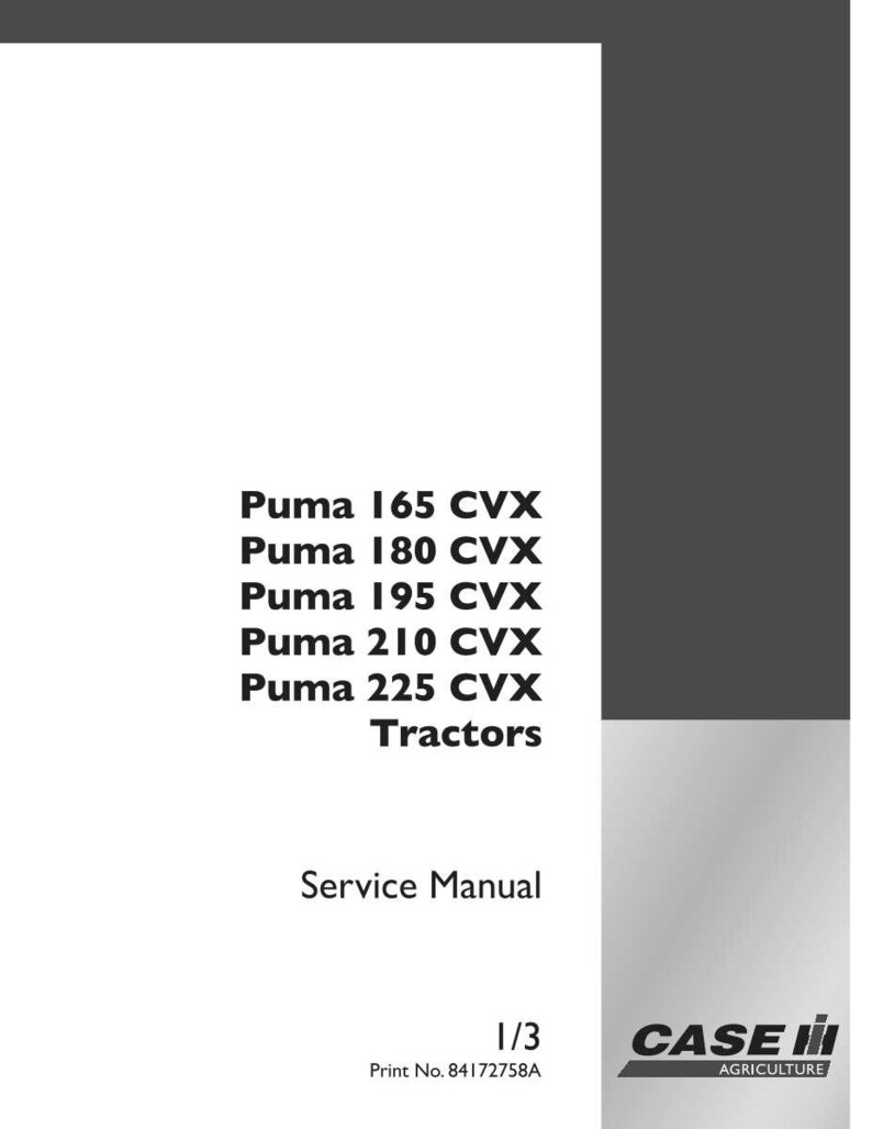 May include: A service manual for Puma CVX tractors. The cover is white with black text, including model numbers like 165, 180, 195, 210, and 225. The Case IH Agriculture logo is in the bottom right corner.