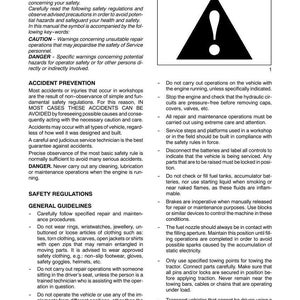 May include: A page from a manual with safety regulations. The top of the page has the title "SAFETY REGULATIONS". A black triangle with an exclamation point inside is shown. Text includes warnings and guidelines.