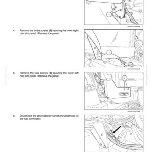 May include: Diagram from a manual showing steps for removing parts from a vehicle. The steps include removing nuts, screws, and disconnecting a harness. Text at the top reads "TRANSMISSION, DRIVE AND PTO OUT - POWER COUPLING Drop box."
