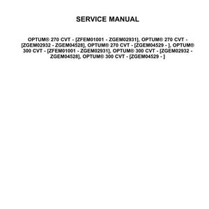 Puede incluir: Documento blanco con el logo "CASE IH AGRICULTURE" en la parte superior. El texto "SERVICE MANUAL" est&aacute; centrado debajo. Listas de modelos OPTUM CVT debajo. La fecha es 30/11/2017.
