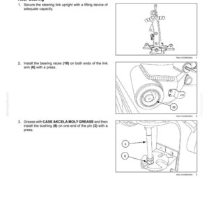 Puede incluir: Diagrama t&eacute;cnico que ilustra el montaje de un componente mec&aacute;nico, centrado en la instalaci&oacute;n del rodamiento trasero. El diagrama incluye ilustraciones detalladas de piezas como la bieleta de direcci&oacute;n y las pistas de rodamiento, con instrucciones de texto.