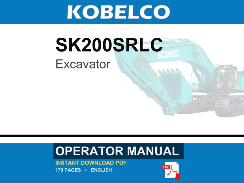 Kobelco SK200SRLC Excavator Operator Owners Operation Manual | Instant PDF Download image 1