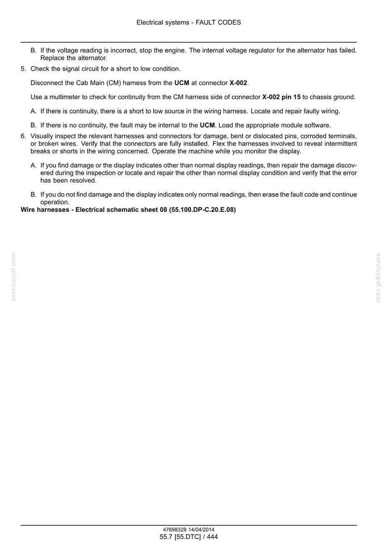 Może przedstawiać: Biały dokument z czarnym tekstem szczeg&oacute;łowo opisujący kody błęd&oacute;w systemu elektrycznego. Dokument zawiera instrukcje dotyczące rozwiązywania problem&oacute;w, takie jak sprawdzanie odczyt&oacute;w napięcia, obwod&oacute;w sygnałowych i wiązek przewod&oacute;w.